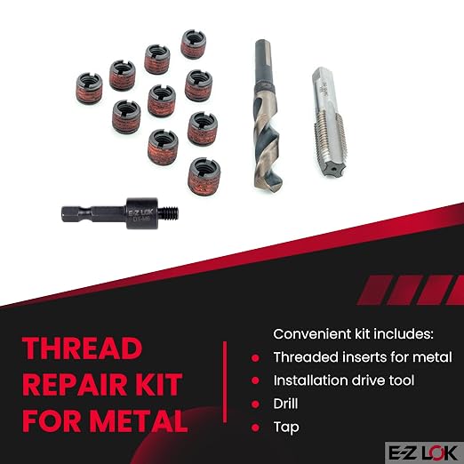 E-Z LOK EZ-650-6 Thread Repair Kit for Metal Carbon Steel Threaded Inserts M6-1.0 and Installation Tools