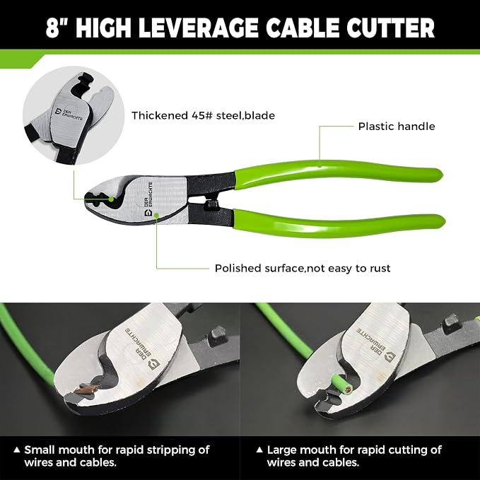 4-Piece Bolt Cutter Pliers Set, 14" Heavy Duty Bolt Cutter, 8" Mini Bolt Cutter, 8" Wire Cable Cutter, 8" Wire Rope Cutter with Carrying Bag, Cr-V Blade for Cutting Locks, Steel Wire, Chains