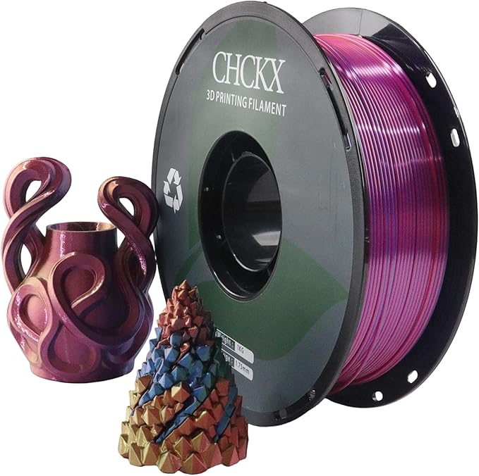 PLA 3D Printer Filament, Triple Color Silk PLA Filament, Dimensional Accuracy +/- 0.02 mm, 1 kg Spool(2.2lbs), 1.75 mm, Red Blue Yellow
