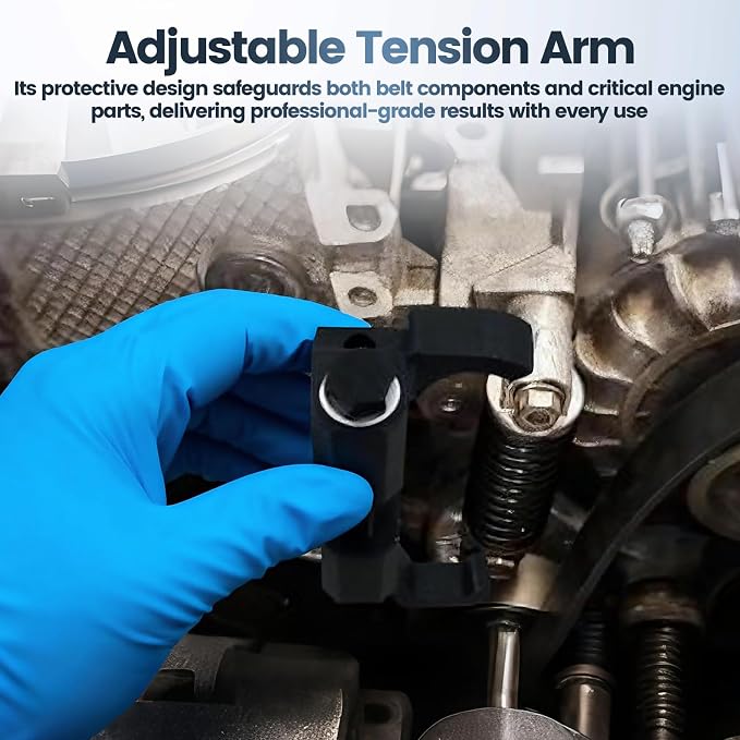 5460 Serpentine Belt Tensioner Tool, Belt Tension Compressor & Spring Compressor for Engine Drive Belts/Tensioner Pulleys, Forged High Carbon Steel, Rustproof, Adjustable Arm