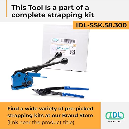 IDL Packaging IDL-17-58 Sealless Combination Tool for 5/8" Steel Strapping - 3-in-1 Tensioner, Sealer, and Cutter - Combination Metal Strapping Tool - Durable Banding Tool with Long Service Life
