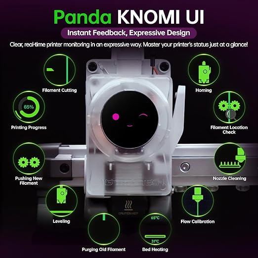 BIGTREETECH Panda Knomi + Plastic Shell, Toolhead Screen Upgrade Kit for Bambu-Lab A2L A1 A1 Mini, Customize Your Own UI, Plug and Play