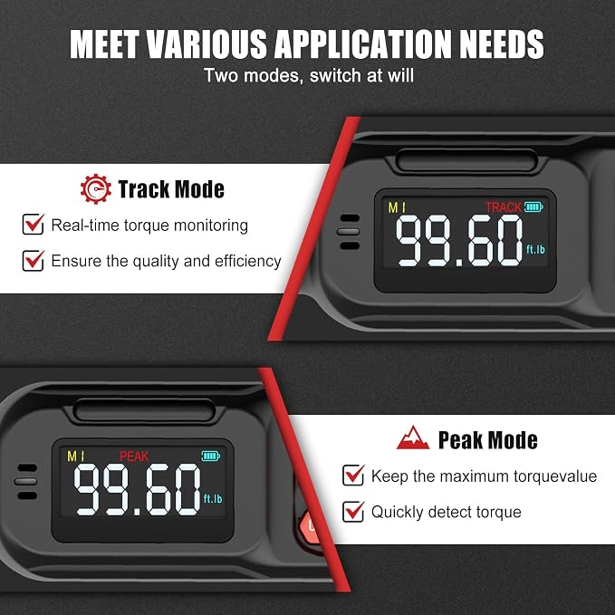 VANPO Digital Torque Wrench 3/8-Inch,5-99.6 Ft-Lb for Bike, Motorcycle | 6.8-135 Nm, Electronic Torque Wrench with Color Screen,Buzzer and LED Alertm, Preset & Data Storage forAutomotive Maintenance