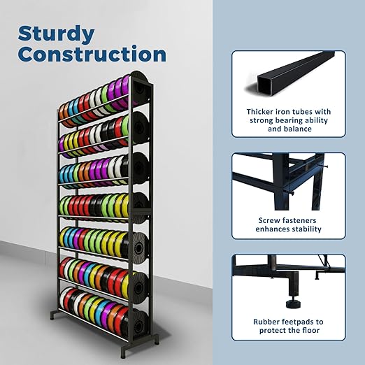 3D Printer Filament Rack, Heavy Duty Storage Shelves for 3d Printing Filaments, 7 Tier Large Capacity Filament Storage for 3D Printing Business