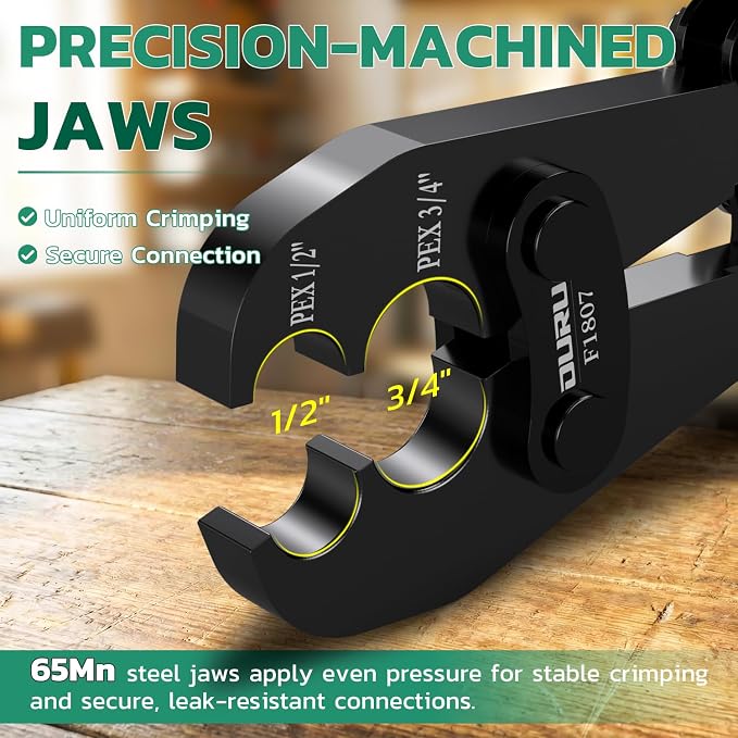 OURU PEX Crimping Tool for Copper Rings 1/2" & 3/4", Plumbing Tool Kit with 20PCS 1/2" and 10PCS 3/4" Copper Crimp Rings, Tubing Cutter and Go/No-Go Gauge, Meets ASTM F1807 Standard