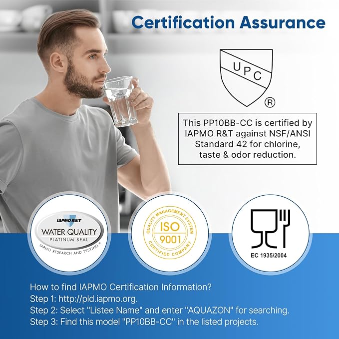 PUREPLUS Whole House Water Filter, 10"x4.5" Universal Housing, Clear, with 2 Compound Water Filters, Reduceing Chlorine, sand, rust, sediment, color, Replacement for FXHTC, GXWH40L, GXWH35F, GNWH38S