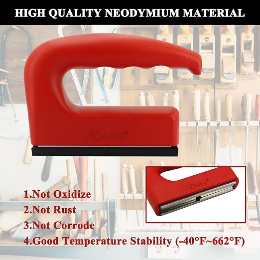AOMAG 280Lbs Heavy Duty Magnet with Aluminum Alloy Handle, Neodymium Magnetic Pickup Tool for Lifting Metal Objects, Iron Plates, Doors