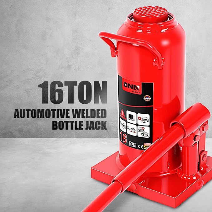 DNA Motoring 16 tons / 32000 lbs Lifting Automotive Welded Hydraulic Bottle Jack for Repair Vehicle, Pickup, Truck, w/Manual Handle, Red,TOOLS-00361