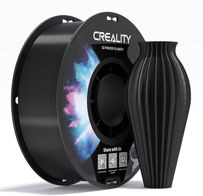 Creality PETG Filament 1.75, 3D Printer Filament, Excellent Toughness High Precision, Odorless Non-Toxic Moistureproof, 1kg(2.2lbs) Glossy 3D Printing Filament for 3D Printer (Black)