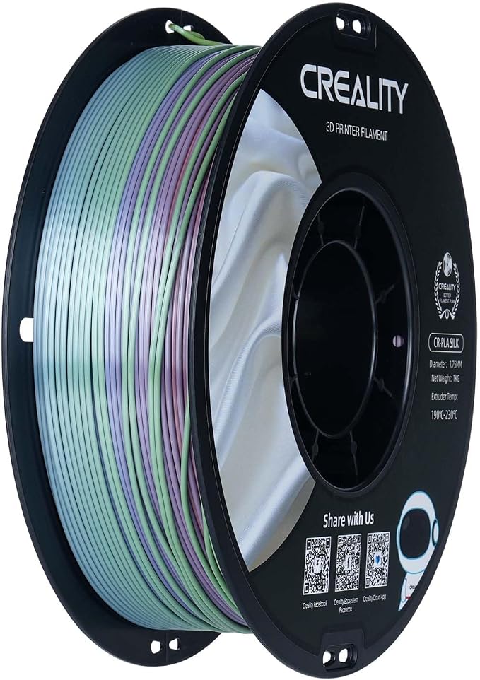 Creality Rainbow Silk PLA 3D Printer Filament, PLA Filament 1.75mm, Dimensional Accuracy +/- 0.02 mm, 1KG Spool, Coextrusion 3D Filament with Shiny Silk Rainbow