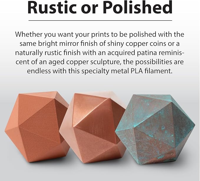 Protopasta Copper Filled PLA 3D Printer Filament | ProtoPlant Metal-Filled PLA Plastic Printer Filament with 60% Copper | Polish and Patina Friendly Metal Composite Filament | 500g Metallic Spool