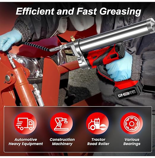 Lithium Battery Grease Gun Cordless Suitable for Milwaukee 18V Battery (NO Battery) with 18” Spring Flex Hose, 10000 PSI High Pressure Quick Release Grease (for Milwaukee M18 Battery)