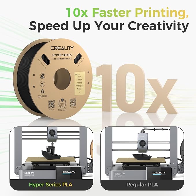 Creality Hyper PLA Filament 2KG, Up to 600mm/s High Speed 3D Printer Filament PLA 1.75mm, No-Tangling Stronger Toughness Fit Most 3D Printers