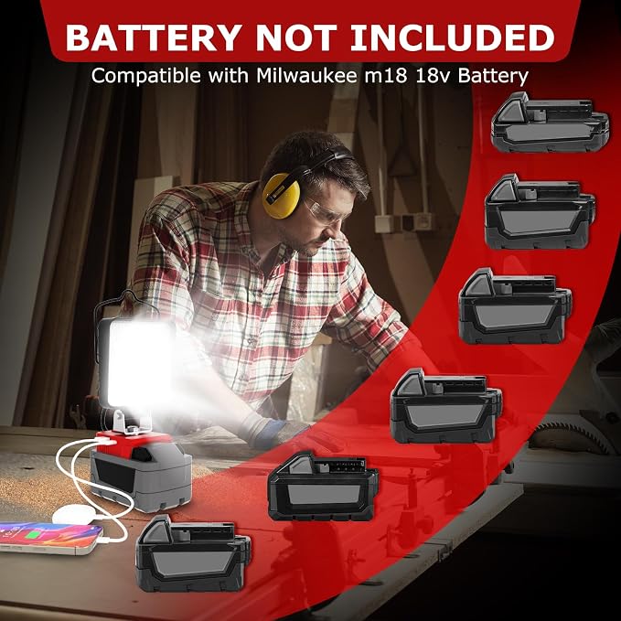 LANKA Bundle to Save -3200LM Magnetic Light Yelow+2 Pcs 90W Cordless LED Work Light for Milwaukee m18 18v Battery,6000mAh Rechargeable Underhood Light with Hooks