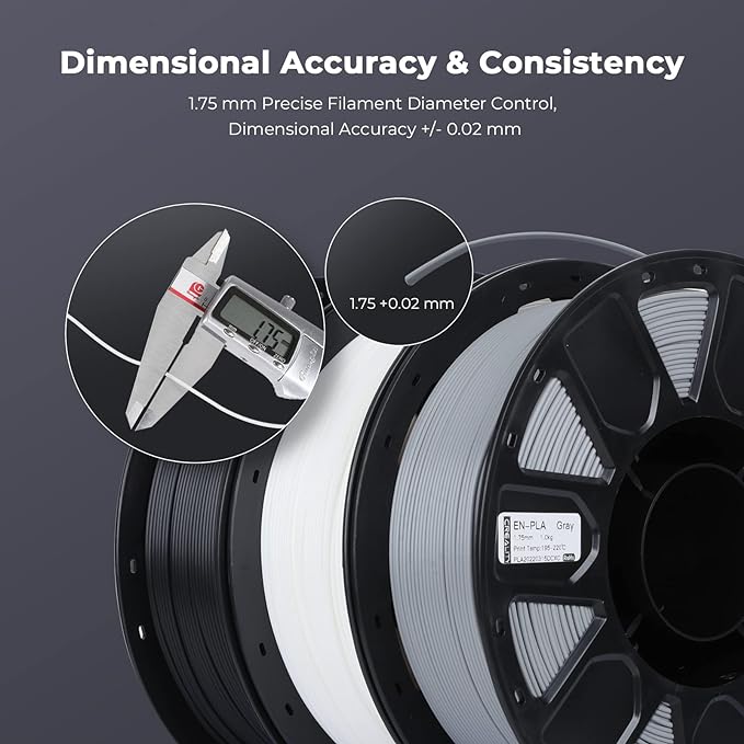 Creality PLA Filament 1.75mm, Tough and Durable 3D Printer Filament with +/-0.02mm Accuracy, Smooth Printing 1KG Spool, White