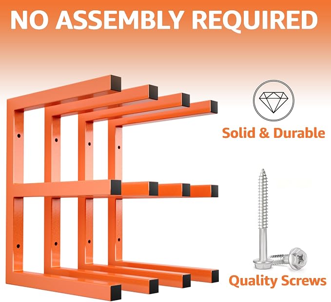 YYR 4 Layer Power Tool Organizer 16 Inch 4 Slots & Heavy Duty 4-Level Lumber Storage Rack Wall Mount