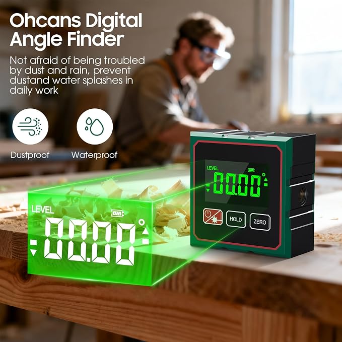 Digital Angle Finder Magnetic Digital Level with Laser Angle Gauge for Table Saw&Woodworking, LCD Display Level Box Measuring Tool, Electronic Laser Backlight Inclinometer for Construction, Machinery