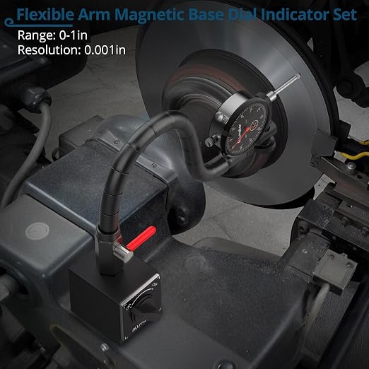 Dial Indicator Set with Magnetic Base,0-1 Inch Range 0.001" Accuracy,176lbs Heavy Duty Flexible Snake Arm Stand,Precision Machinist Tool for Lathe CNC Runout Alignment