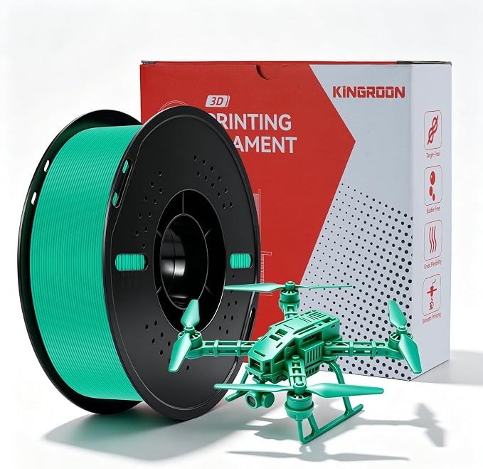 Kingroon PLA Plus（PLA+） 3D Printer Filament, Dimensional Accuracy +/- 0.03 mm, 1 kg Spool(2.2lbs), 1.75 mm, Green