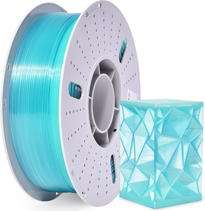 PINBALL PETG Rainbow Clear 3D Printer Filament 1.75mm, Multicolor Translucent PETG Filament, Accuracy +/- 0.02 mm, 1kg Spool (2.2lbs), Glass Blue