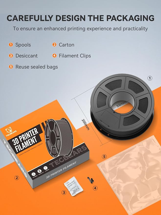 TECBEARS TPU Filament 1.75mm, 95A 3D Printer Filament, Flexible TPU Filament for Fast Printing, Dimensional Accuracy +/- 0.03mm, Fit Most FDM 3D Printers, Red 1KG