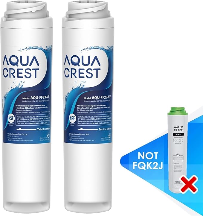 AQUA CREST FQSLF, FQSVF NSF/ANSI 401 Certified, Replacement for GE FQSLF, FQSVF, FQSVN, FQROPF, GXSV65R, Reduces PFAS, PFOA/PFOS (4 Pack)