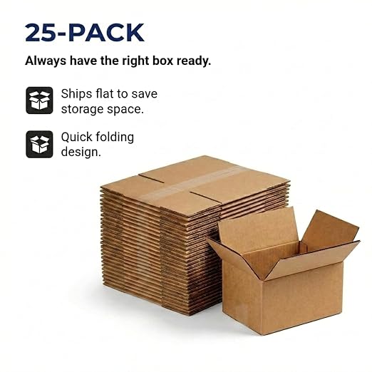 BOX USA Small Shipping Boxes 8"L x 6"W x 4"H (25-Pack) - Small Corrugated Cardboard Packaging Boxes for Shipping, Packing, Moving, and Storage at Home, Office, or Business