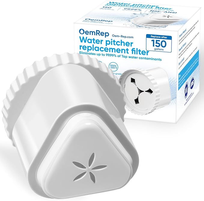 1Pack Replacement Filter for EPIC Water Filter Pitcher, Water Filter Pitcher Compatible with Aquagear Seychelle, BPA Free. Removes Fluoride, Chlorine, Lead, Odors