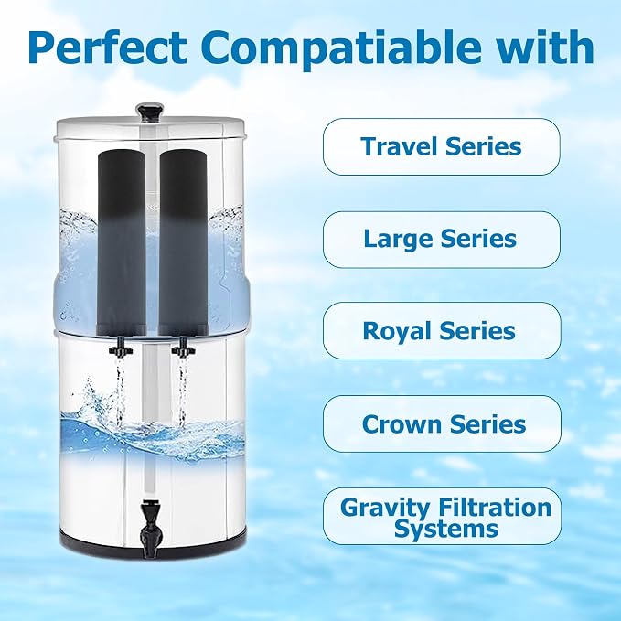 Water Filter Replacement for Berkey® BB9-2 Black Carbon Filters | Compatible with Berkey Gravity Water Filter System, Pack of 4