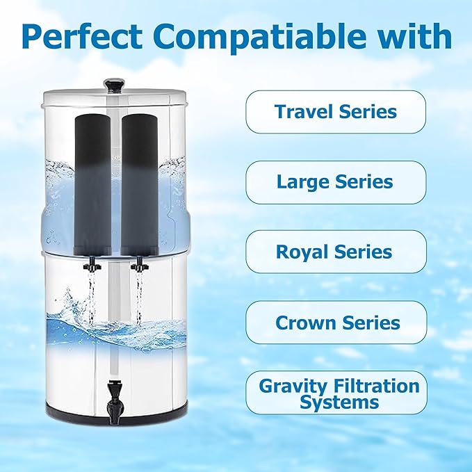 Water Filter Replacement for Berkey® BB9-2 Black Carbon Filters | Compatible with Berkey Gravity Water Filter System, Pack of 2