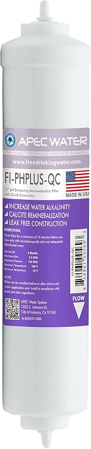 Filter-Set US Made Double Capacity Replacement Stage 1-3 & FI-PHPLUS-QC US MADE 10" High Purity pH+ Calcium Carbonate Alkaline Filter with ¼” Quick Connect