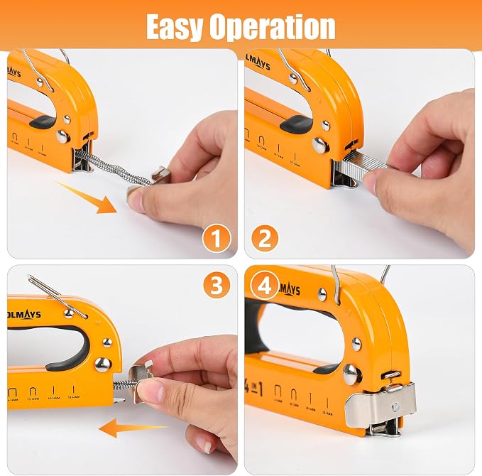 4-in-1 Staple Gun, Heavy Duty Stapler with 800 Staples and Staple Remover, Adjustable Force Upholstery Staple Gun for Wood, Furniture, Crafts, DIY, Cable, Carpet