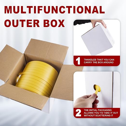 Heavy Duty Packaging Banding Strapping Kit - Upgraded Poly Strapping Tensioner Tool Set with 1000' Length x 1/2" Wide PP Strapping Banding,100 Metal Seals