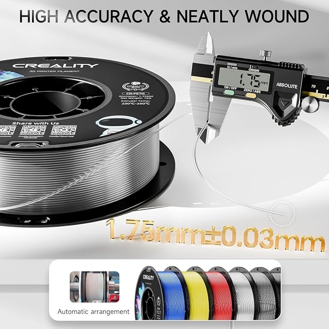 CR PETG, Grey, CREALITY PETG Filament 1.75mm 3D Printer Filament, 1kg (2.2lb) Neatly Wound Spool, Dimensional Accuracy ±0.03mm, Excellent Toughness, Fits for Most FDM 3D Printers, Grey