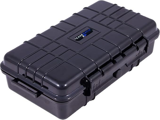 CASEMATIX 9.5" Waterproof Small Hard Case with Customizable Foam for Portable Electronics, Tools and Accessories - Hard Shell Small Plastic Case with Pre-Diced Travel Case Foam Interior