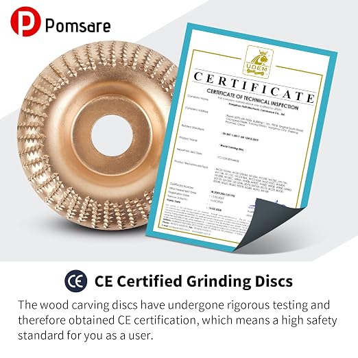 Pomsare 5PCS Angle Grinder Wood Carving Disc Set, Polishing Wheel Pad Sanding Disc for Wood, Stump Grinder Tool Grinding Shaping Disk, Cutting Wheel for 4 1/2 Angle Grinder Attachments Rotary Tool