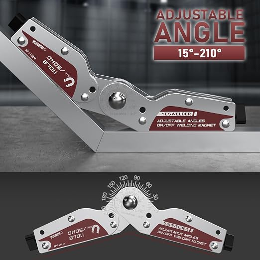 YESWELDER Adjustable Angle On/Off Welding Magnet, 20-200° Angle Magnetic Welding Holder, 110LB/50KG Switchable Holding Power Welding Accessory