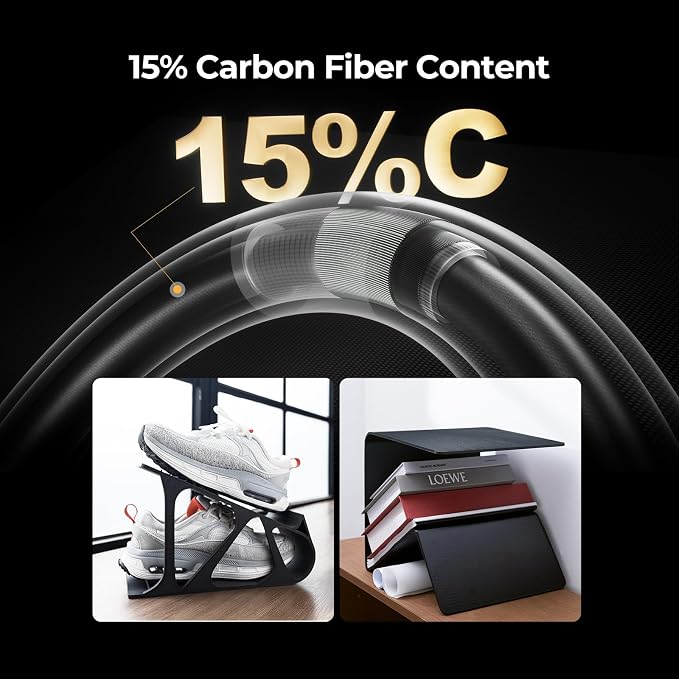 Creality PPA-CF 3D Printer Filament RFID, 15% Carbon Fiber Content High-Performance Nylon, Heat Resistance,Low Warpage, 1Kg Spool(2.2lbs) for 3D Printers (Black)
