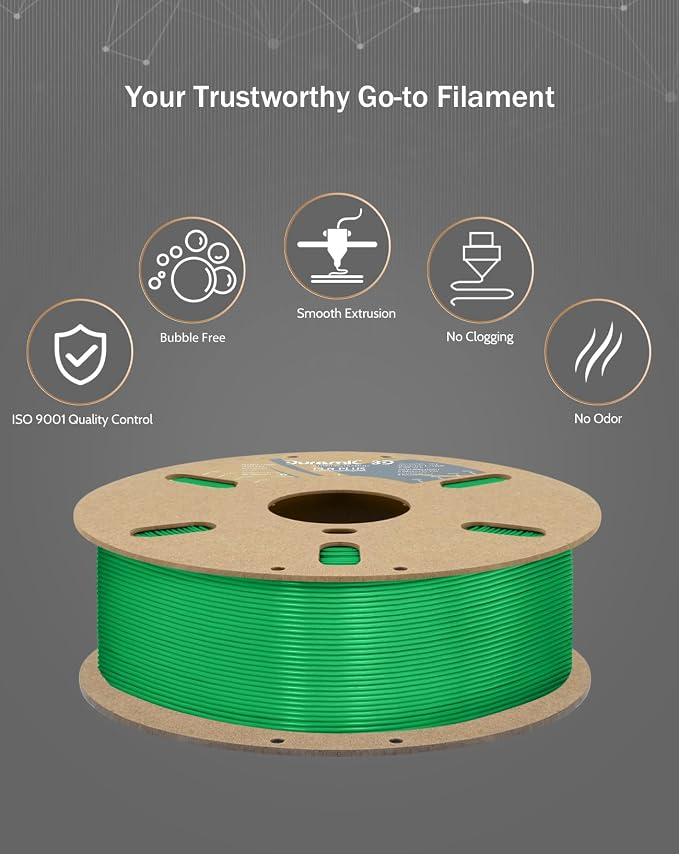 DURAMIC 3D PLA+ Printer Filament 1.75mm PLA Plus Neatly 2Kg Spool(2.2lbs) | PLA Pro Tougher and Stronger, Dimensional Accuracy Probability +/- 0.02mm Green
