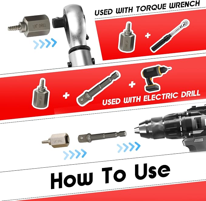 40Pcs Screw Extractor Set, Left Hand Drill Bit Set 6542/4341 HSS, Easy Out Bolt Extractor Set with Hex Adapter, Multi-Spline Stripped Bolt Remover for Broken Rusted Nuts Screws, Bolts, Studs