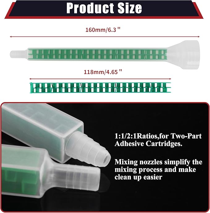 200ml Dual Cartridge Epoxy Gun All Metal Heavy Duty Epoxy Applicator for 1:1 & 2:1 Mix Ratio Professional Panel Bonding Caulking Gun for Auto Body Repair Structural Adhesive & Construction Red