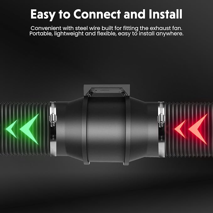 Flexible 6-Inch Aluminum Ducting, Dryer Vent Hose, Heavy-Duty Three-Layer Protection, 25-Feet Long for Heating Cooling Ventilation and Exhaust, Black