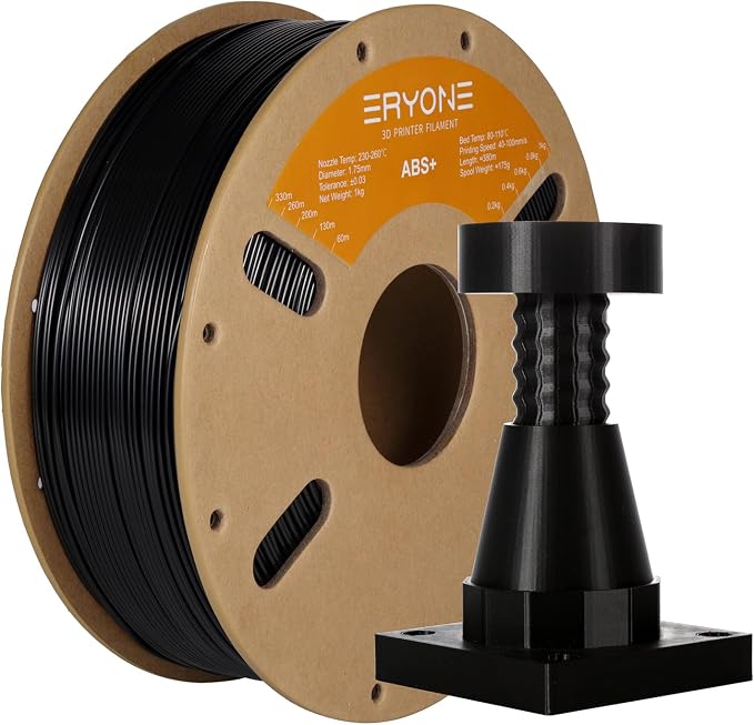 ERYONE ABS Filament, ABS+ 3D Printer Filament 1.75mm +/- 0.03mm, Heat Resistant, High Toughness & Impact Resistance, 1kg (2.2LBS)/Spool, ABS Plus Black