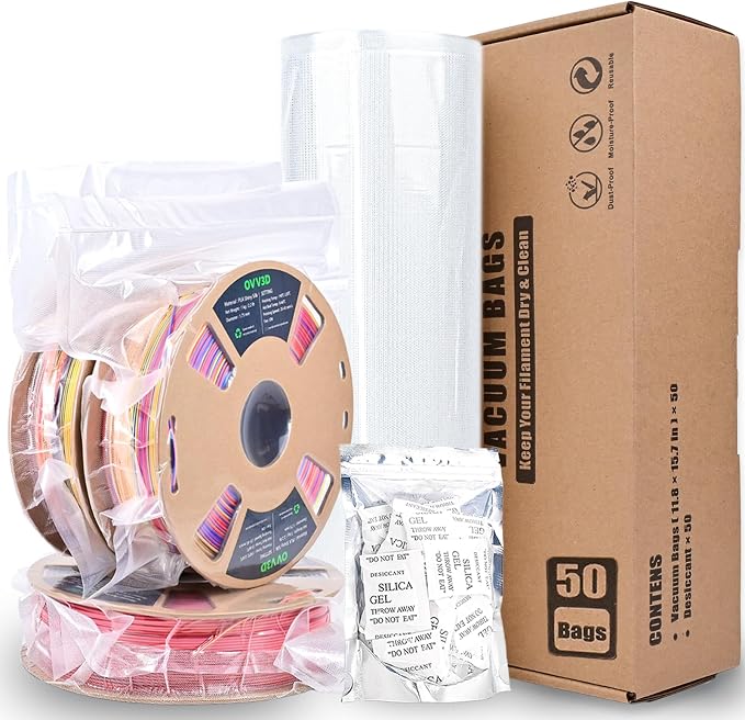 Filament Storage Bags 50 Pcs for Vacuum Sealer with 50 Desiccants, 15.7X11.8in Only Filament Bags and Desiccants, Without Sealer Machine