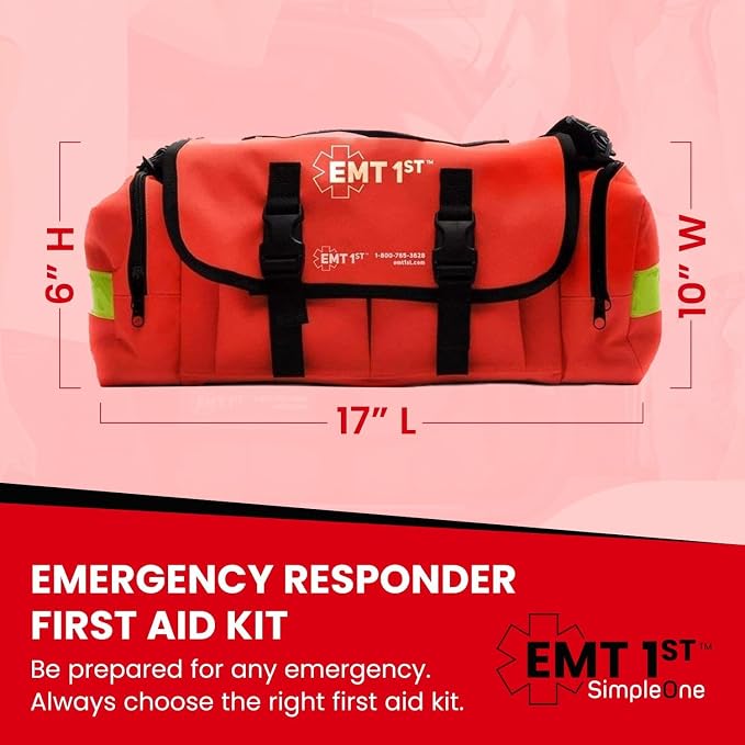 EMT 1st 362 Pcs Emergency Responder First Aid Kit with Digital BP Cuff & First Aid Guide Book - Emergency Bag with 40 Unique Items -Large First Aid Kit for Car, Travel, Home, Hiking, Camping & Outdoor