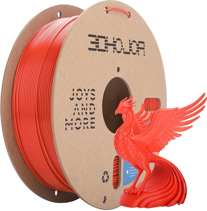 3DHoJor PLA Filament 1.75mm,3D Printer Filament,1kg Cardboard Spool (2.2lbs), Dimensional Accuracy +/- 0.03 mm,Odor Free, Clog Free, No Brittle Filaments,Fit Most FDM 3D Printer,Red