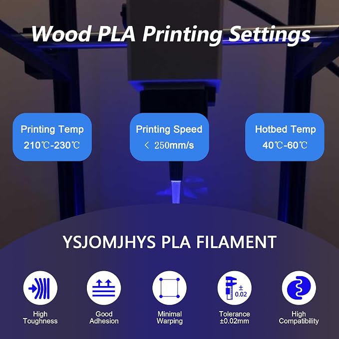 Wood PLA 3D Printer Filament Bundle 1.75mm, Over 30% Real Wood Fiber, 8 Pack 250g Mini Spools 2kg Total - Walnut, Ebony, Oak, Mahogany, Light Wood, Teak, Yellow Teak, Brown Teak