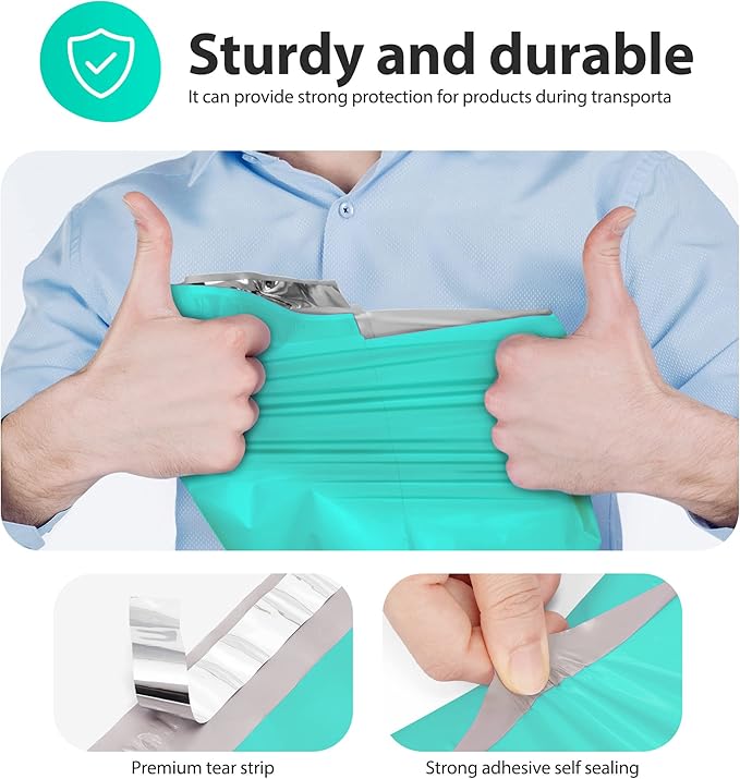 Fuxury Large Poly Mailers 14.5x19" 100Pcs,Shipping Bags for Clothing,Teal | Heavy Duty Self Seal Mailing Envelopes,Strong Adhesive Packaging Mailers Poly Bag For Large Clothes Business,Boutique&Online