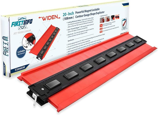 FIRSTINFO Metal-LOCK-Powerful-Magnet -Attached 20 inch (508mm) Lockable & Twin Scale Widen Profile Contour Shape Duplicator Gauge Convenient for Magnetic Attraction