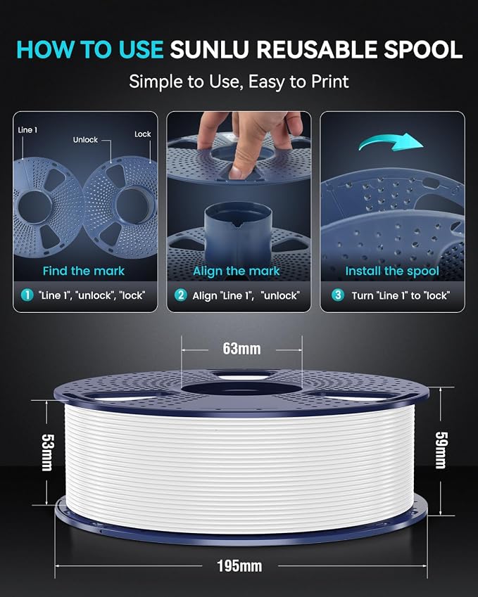 SUNLU High Speed PETG Filament 1.75mm Bundle, Less Stringing PETG 3D Printer Filament, 2kg in Total, 1kg per Spool, 2 Pack, White+White